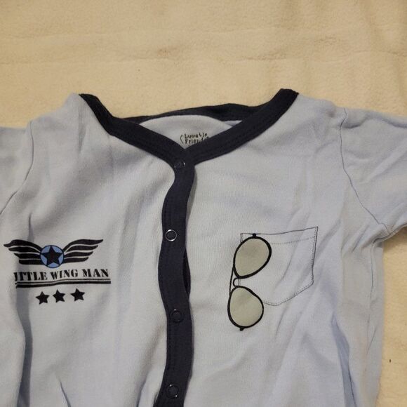 Luvable Friends Unisex Baby Blue Cotton Sleep & Play Bodysuit Size 3-6M Lot Of 3 - Picture 7 of 8